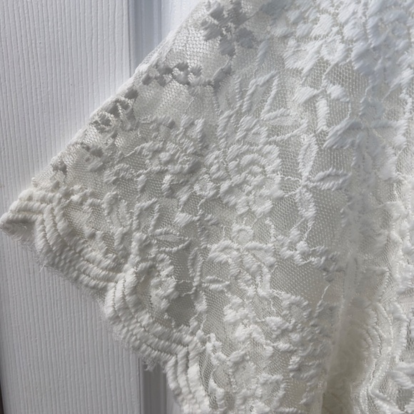Wishful Park Size S Off-White Floral Lace Open Front Sheer Cardigan Kimono - Picture 3 of 5